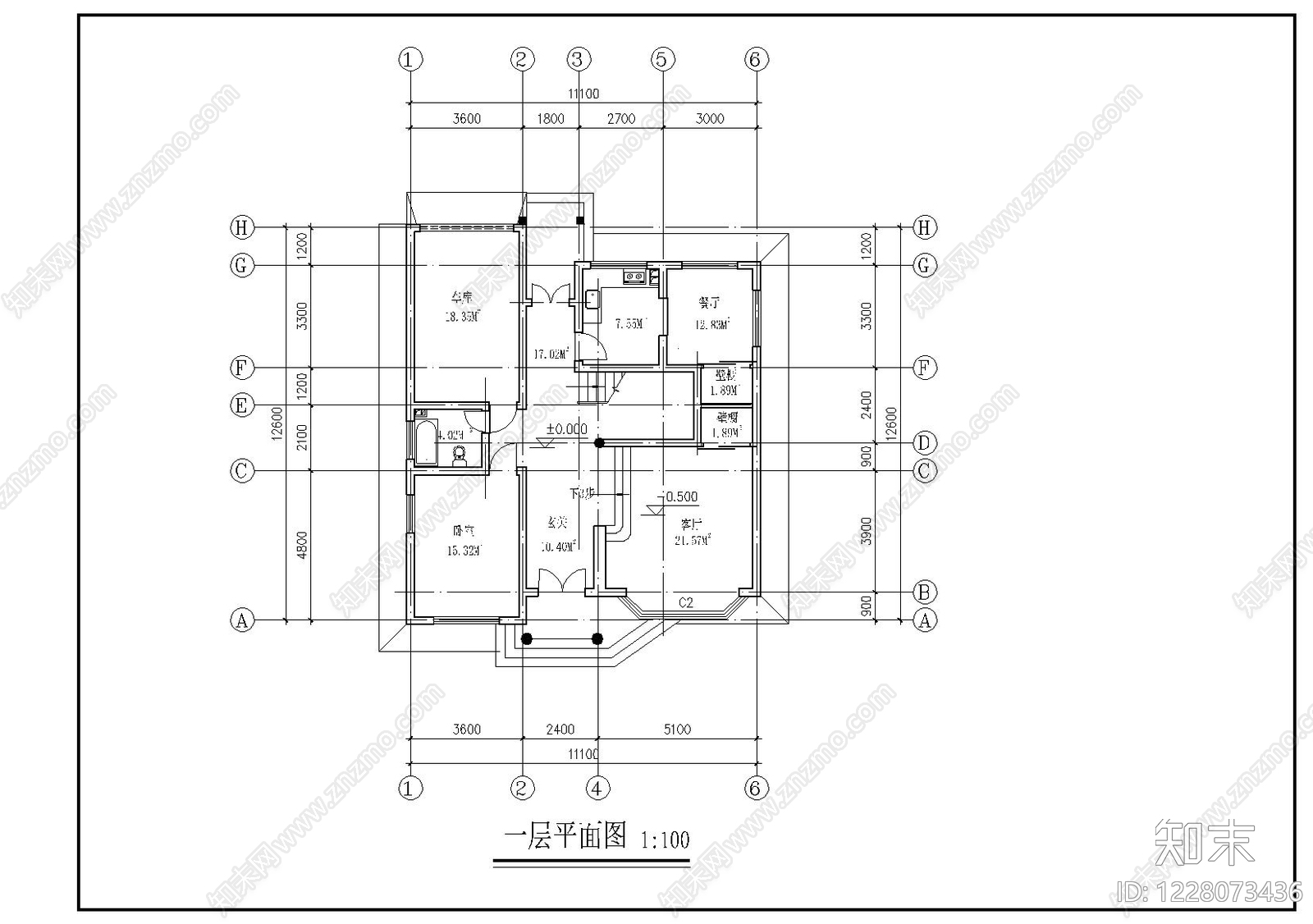 别墅建筑cad施工图下载【ID:1228073436】
