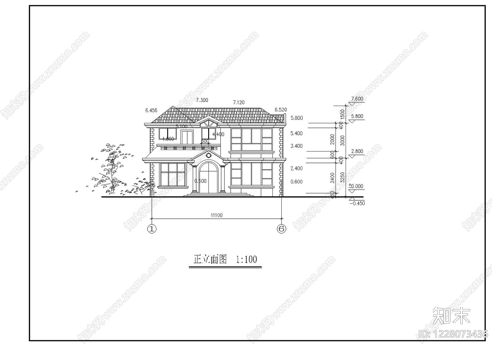 别墅建筑cad施工图下载【ID:1228073436】