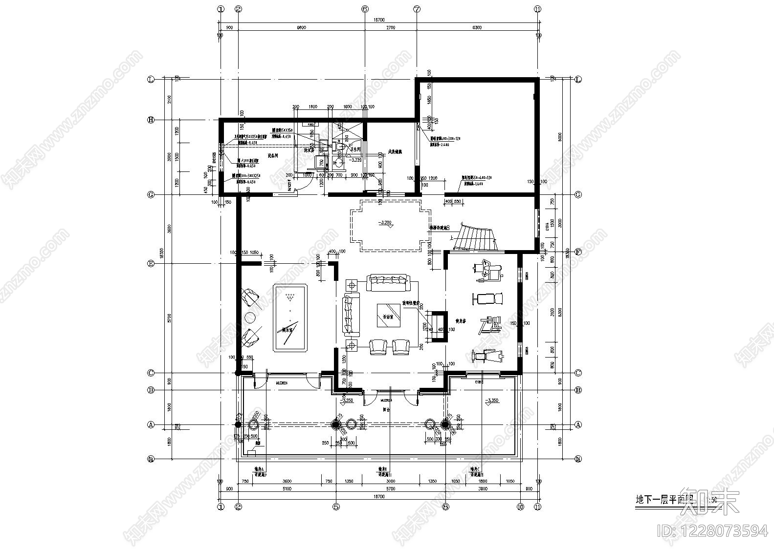 别墅建筑cad施工图下载【ID:1228073594】