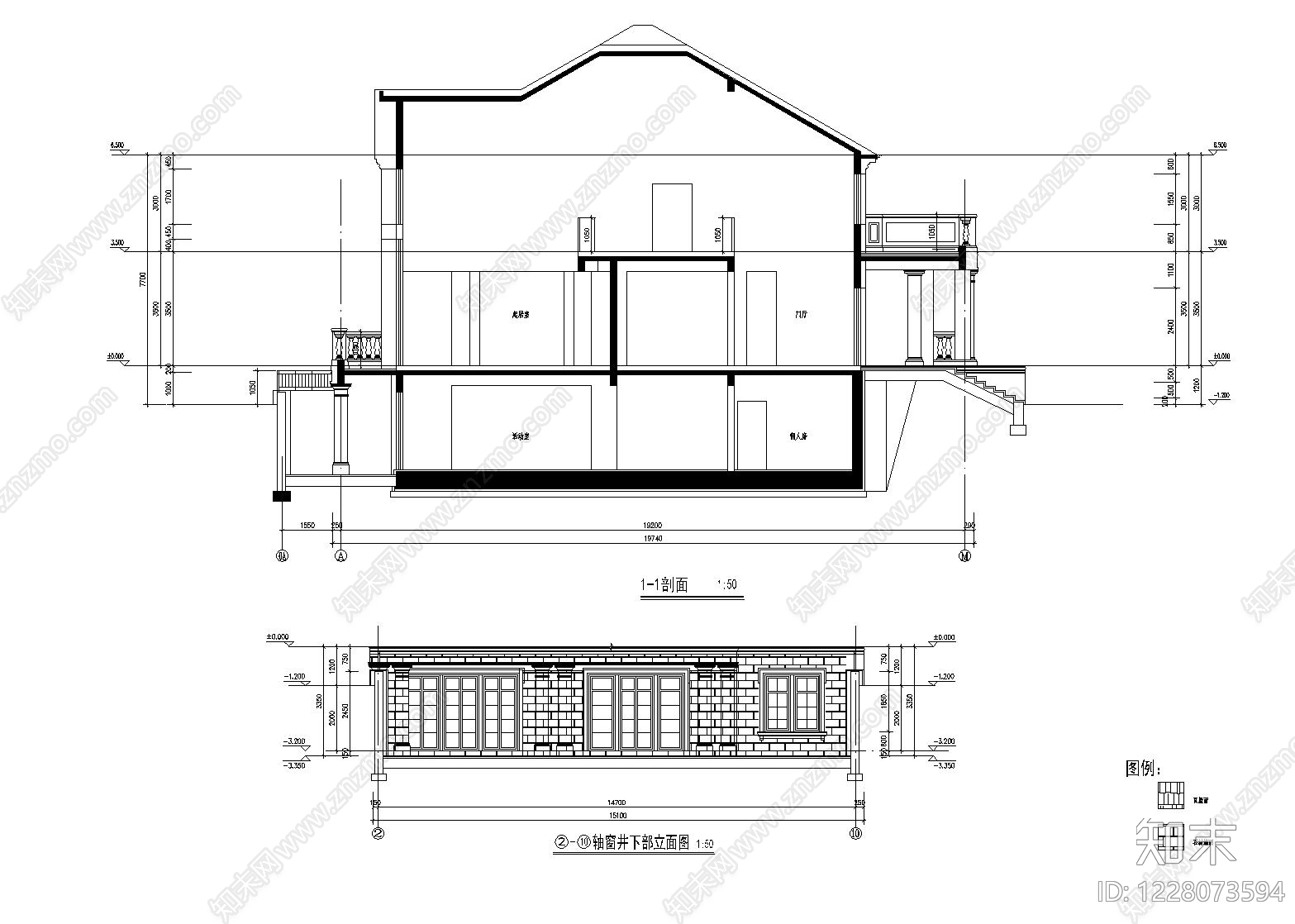 别墅建筑cad施工图下载【ID:1228073594】
