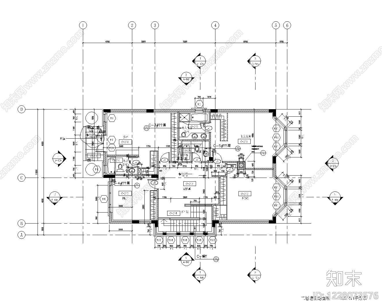 别墅建筑cad施工图下载【ID:1228073576】