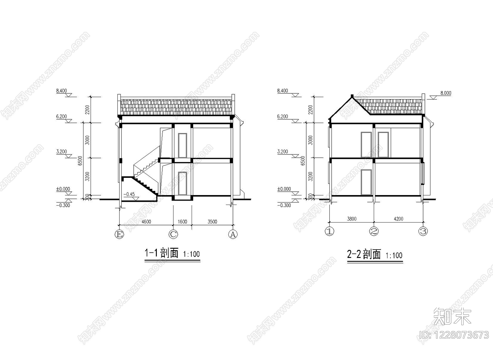 别墅建筑cad施工图下载【ID:1228073673】