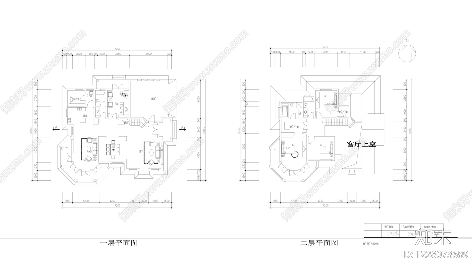 别墅建筑cad施工图下载【ID:1228073689】