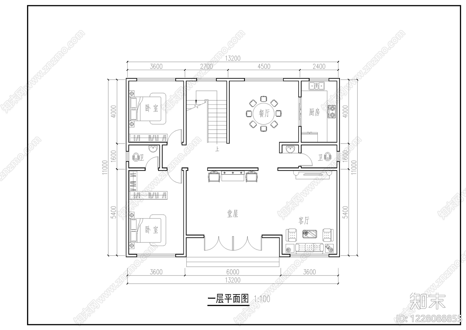 别墅建筑cad施工图下载【ID:1228088855】