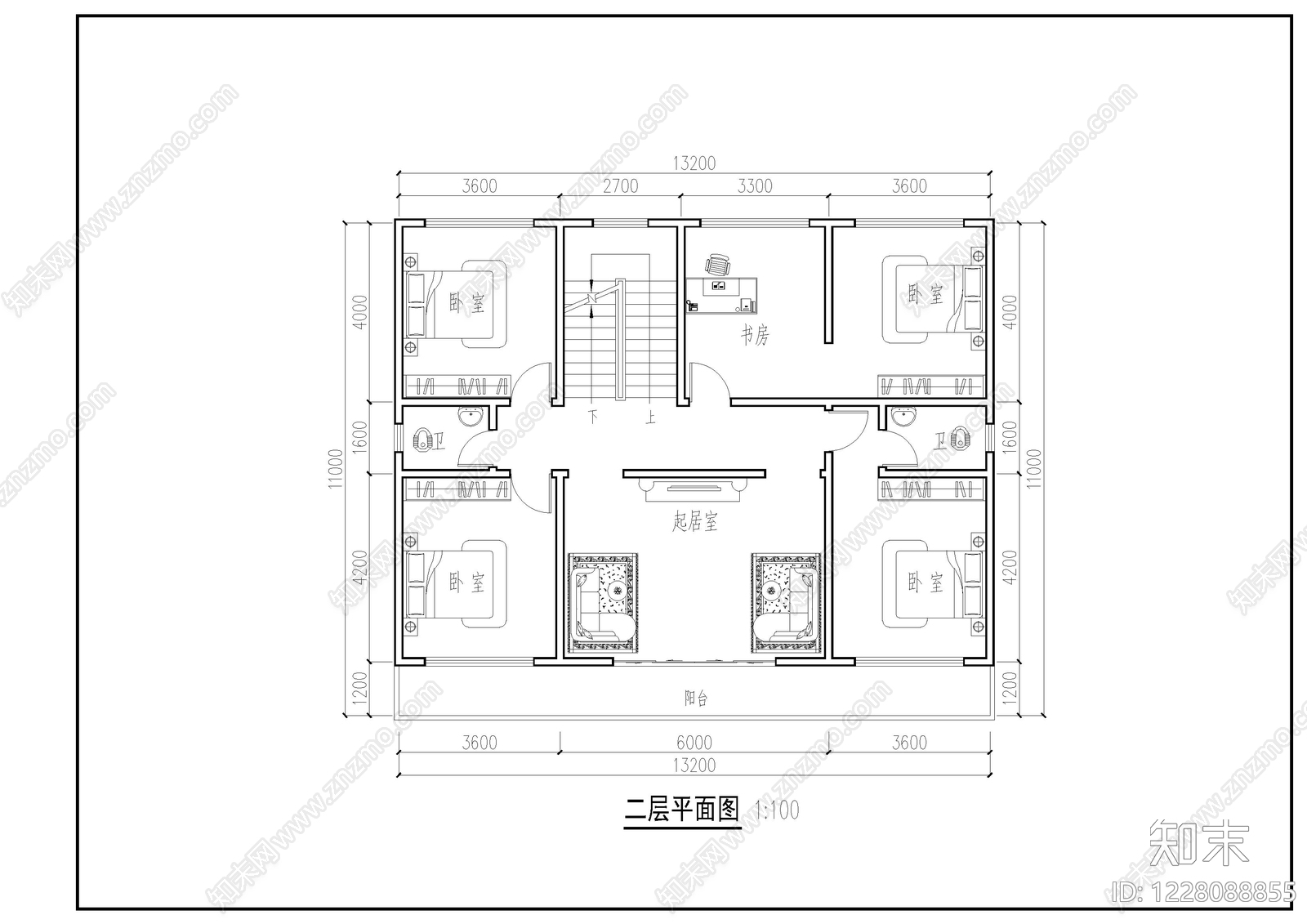 别墅建筑cad施工图下载【ID:1228088855】