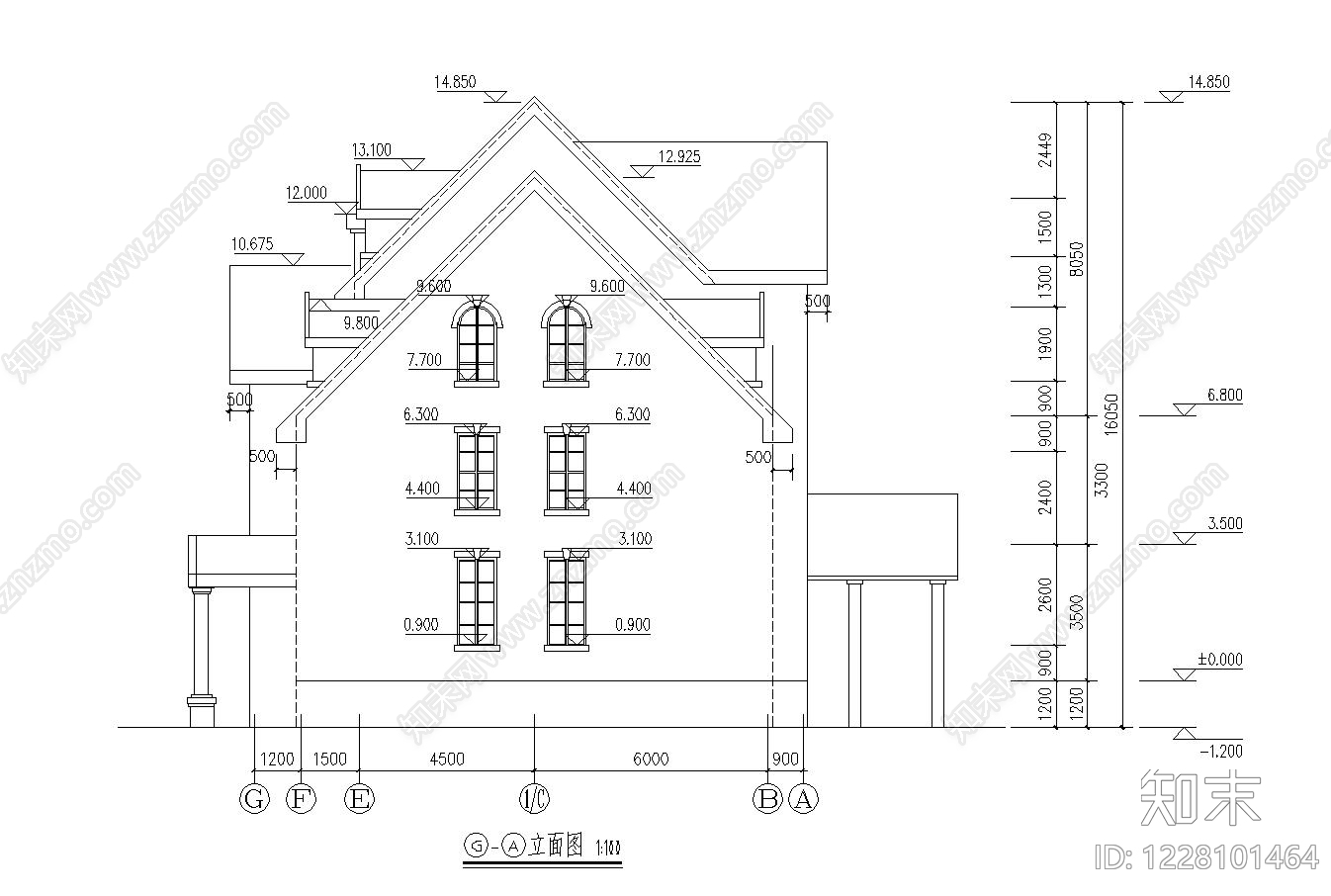 别墅建筑cad施工图下载【ID:1228101464】