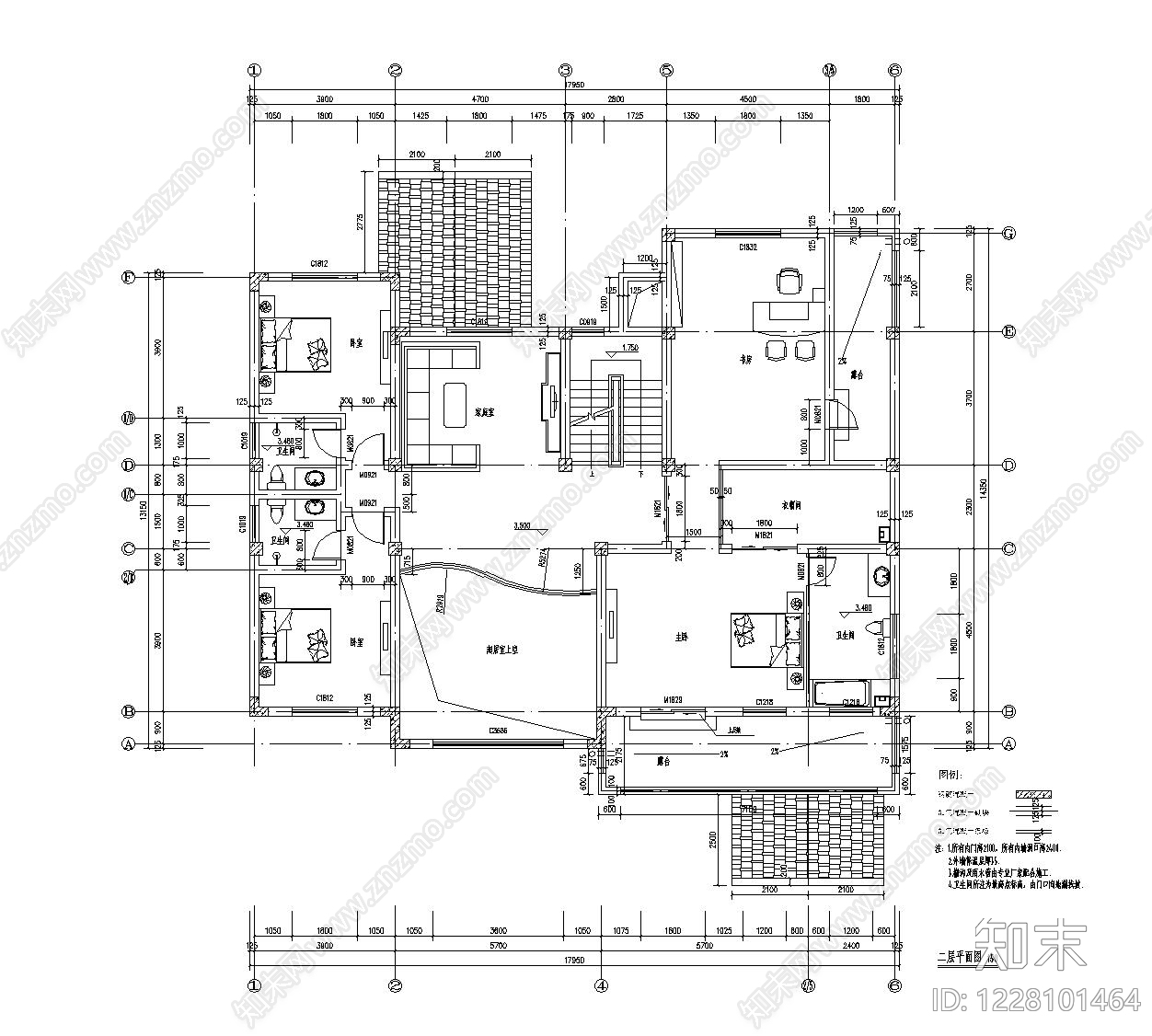 别墅建筑cad施工图下载【ID:1228101464】