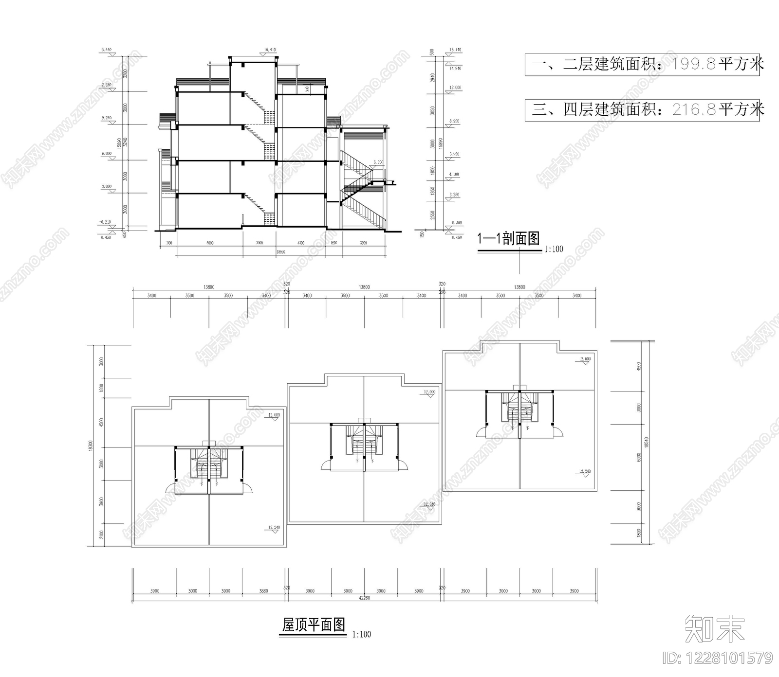 别墅建筑cad施工图下载【ID:1228101579】