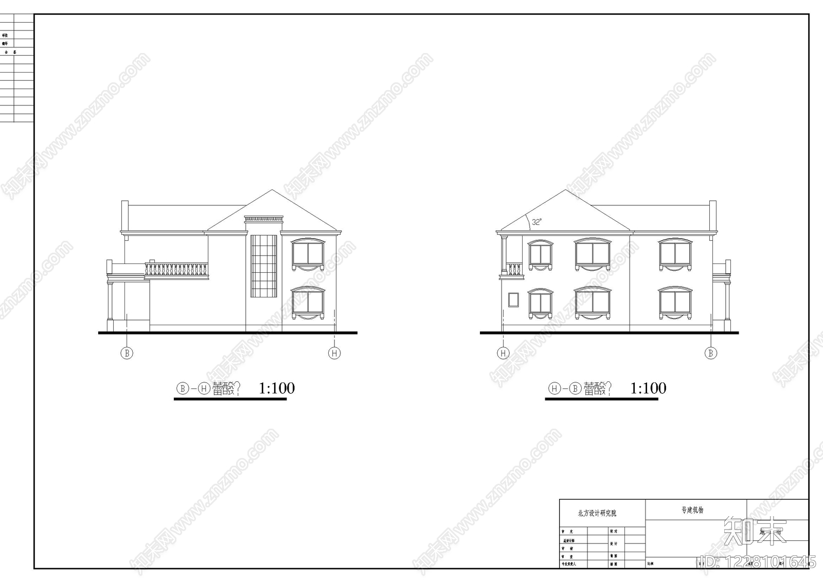 别墅建筑cad施工图下载【ID:1228101645】