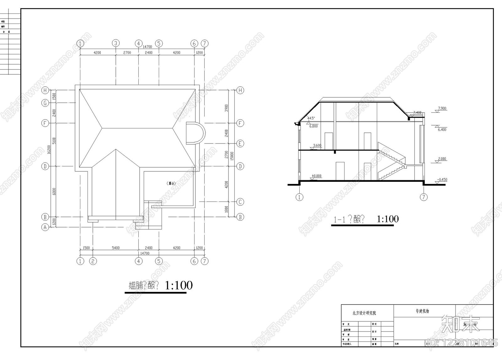 别墅建筑cad施工图下载【ID:1228101645】