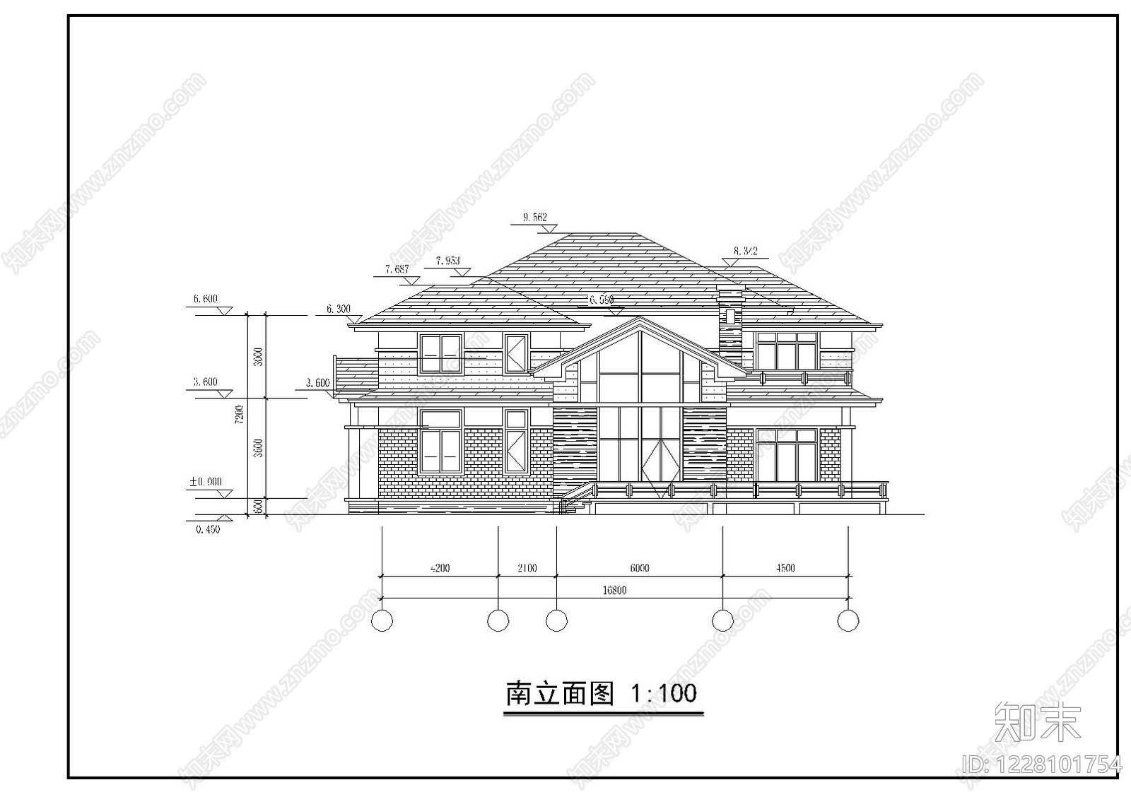 别墅建筑cad施工图下载【ID:1228101754】