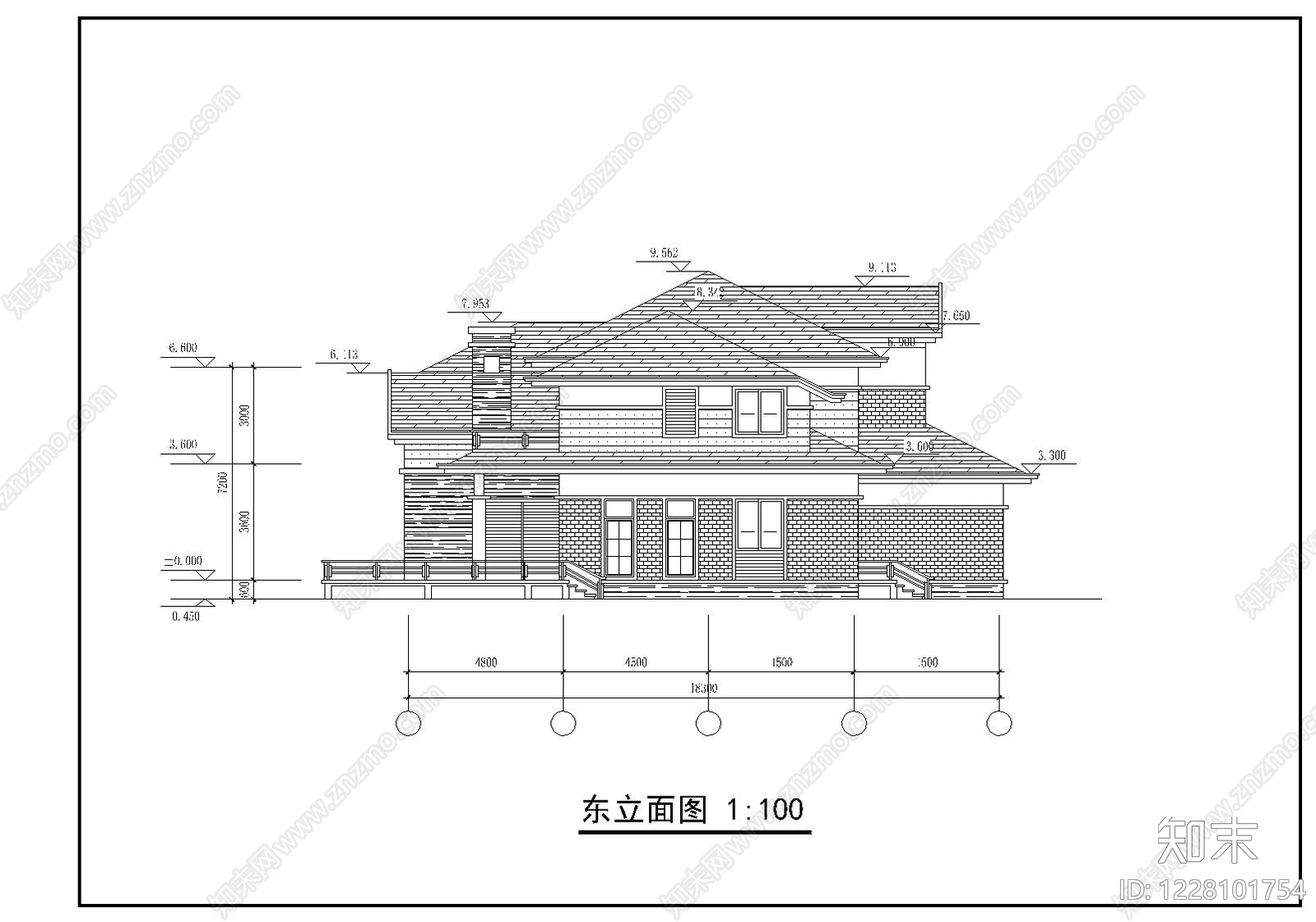 别墅建筑cad施工图下载【ID:1228101754】