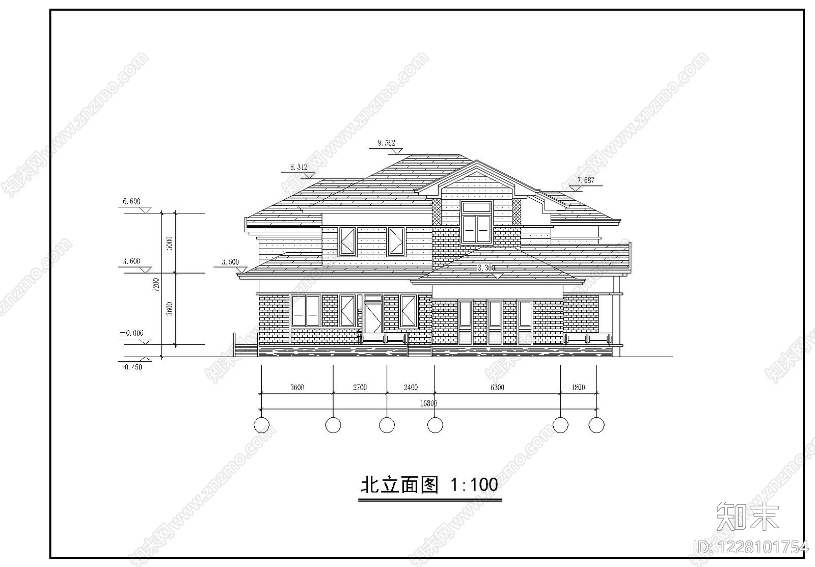 别墅建筑cad施工图下载【ID:1228101754】
