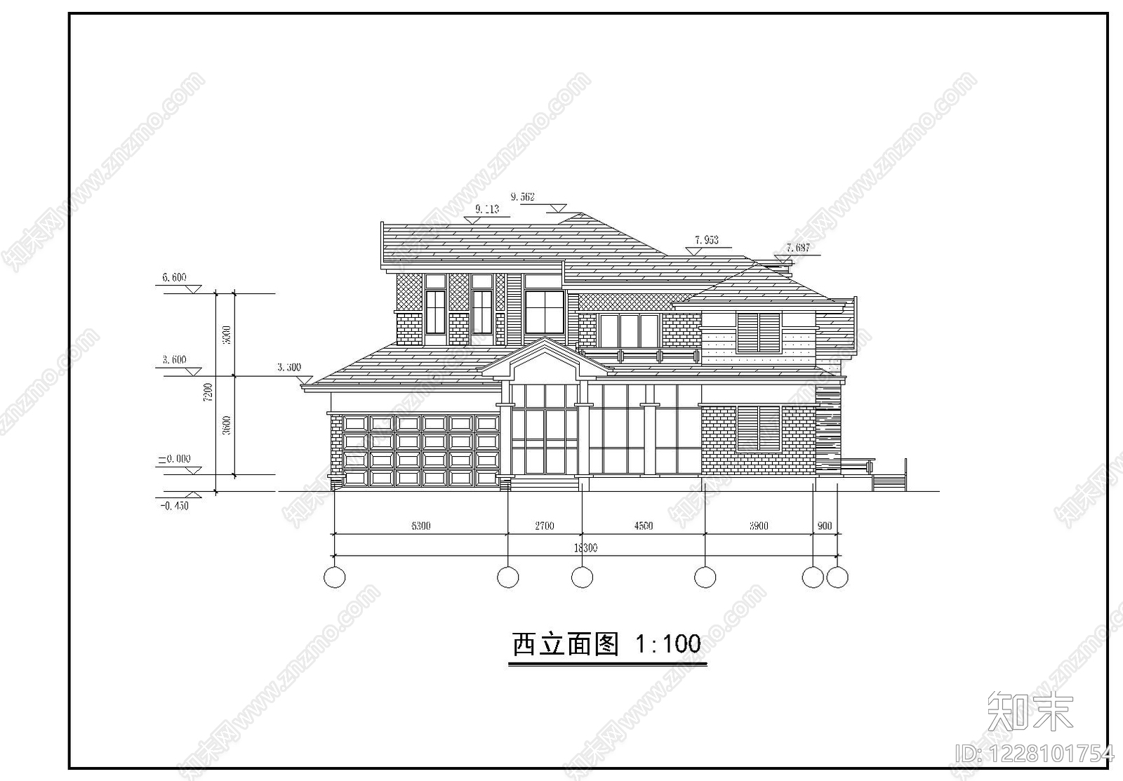 别墅建筑cad施工图下载【ID:1228101754】