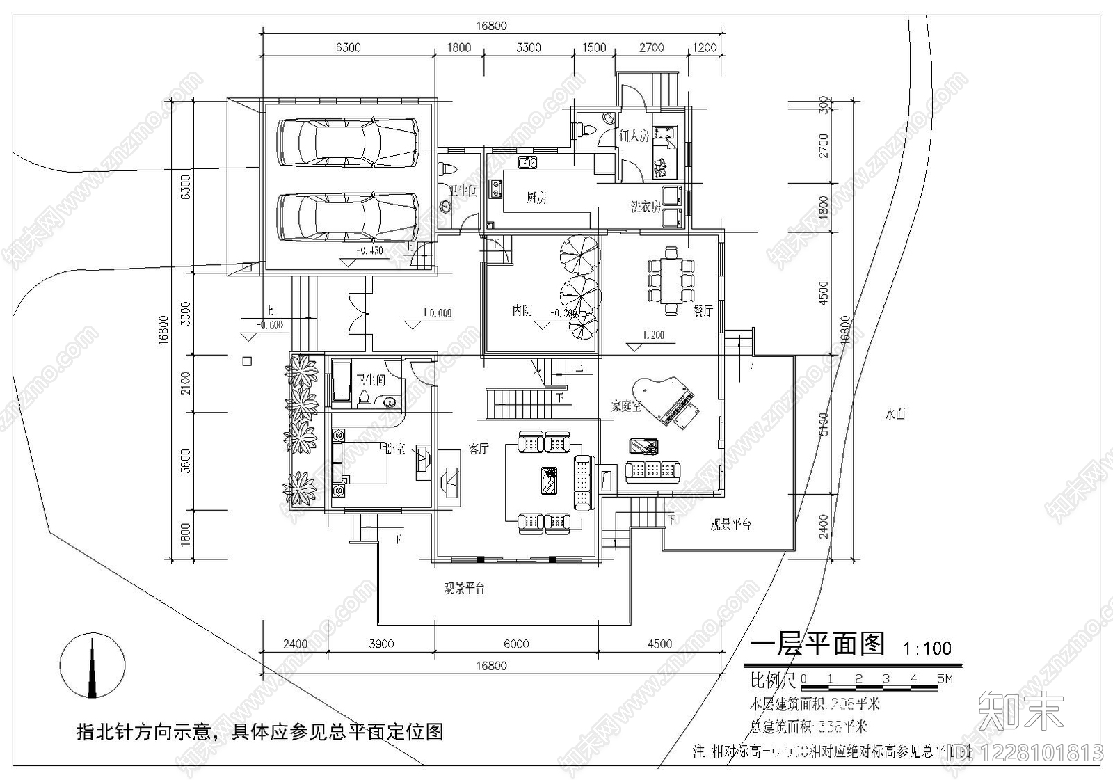 别墅建筑cad施工图下载【ID:1228101813】