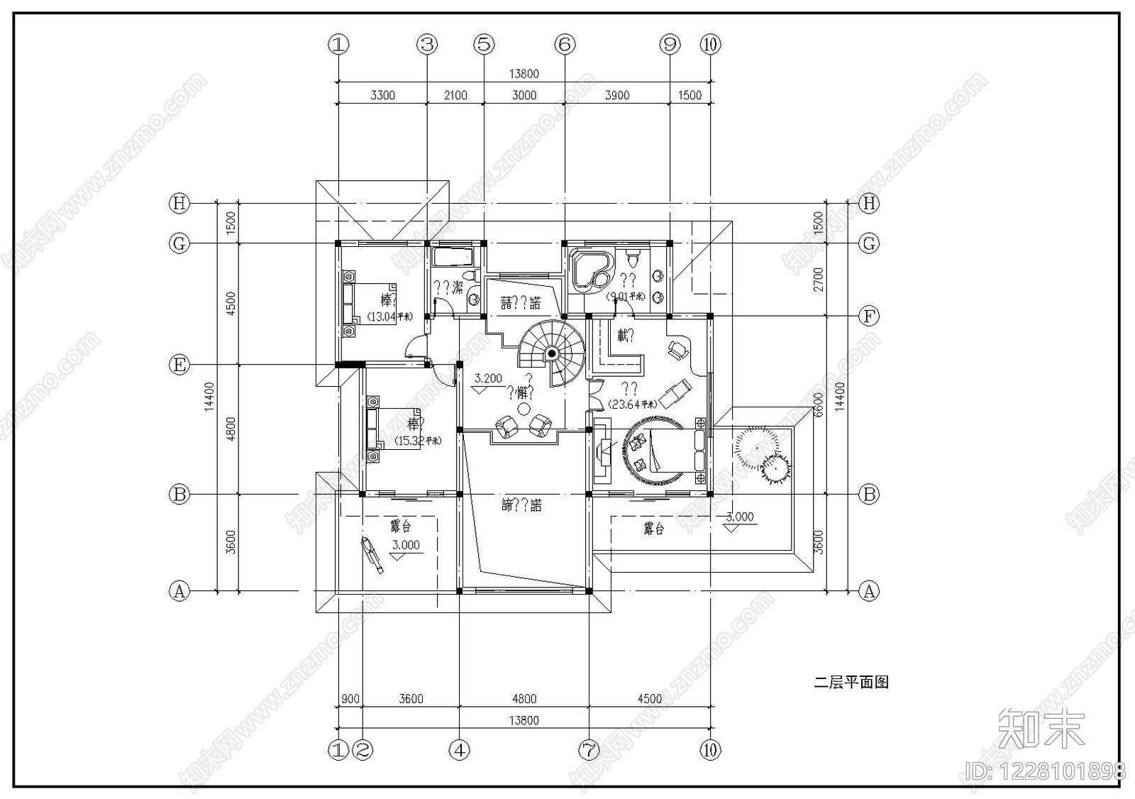 别墅建筑cad施工图下载【ID:1228101898】