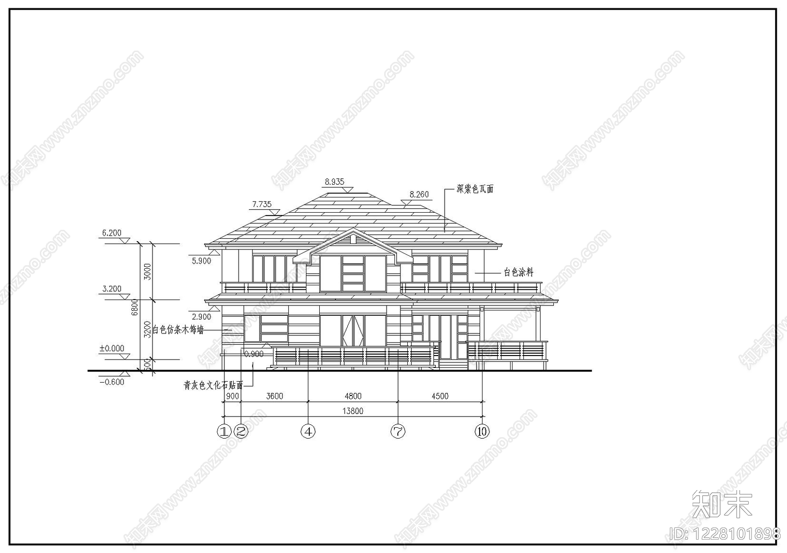 别墅建筑cad施工图下载【ID:1228101898】