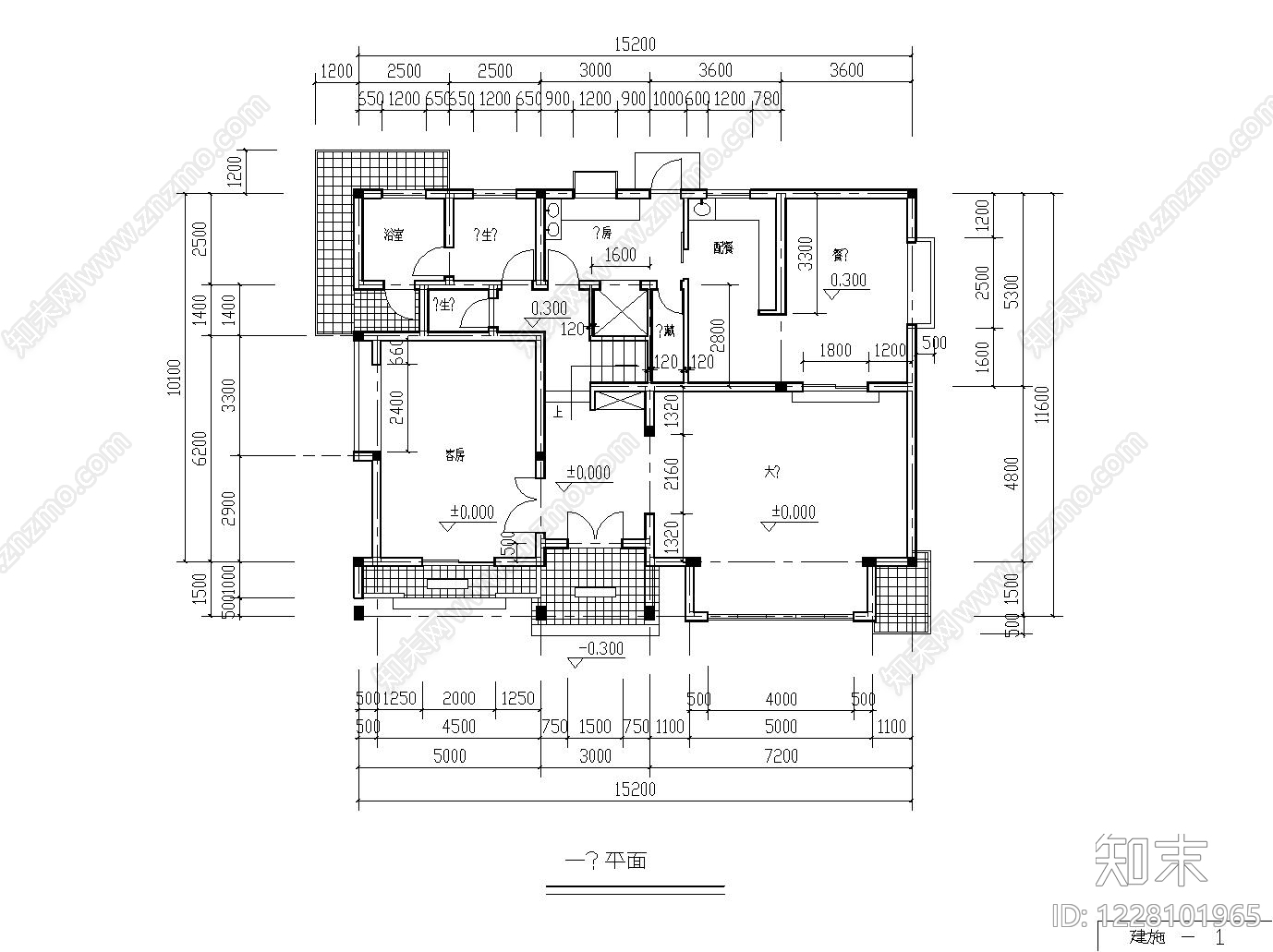 别墅建筑cad施工图下载【ID:1228101965】