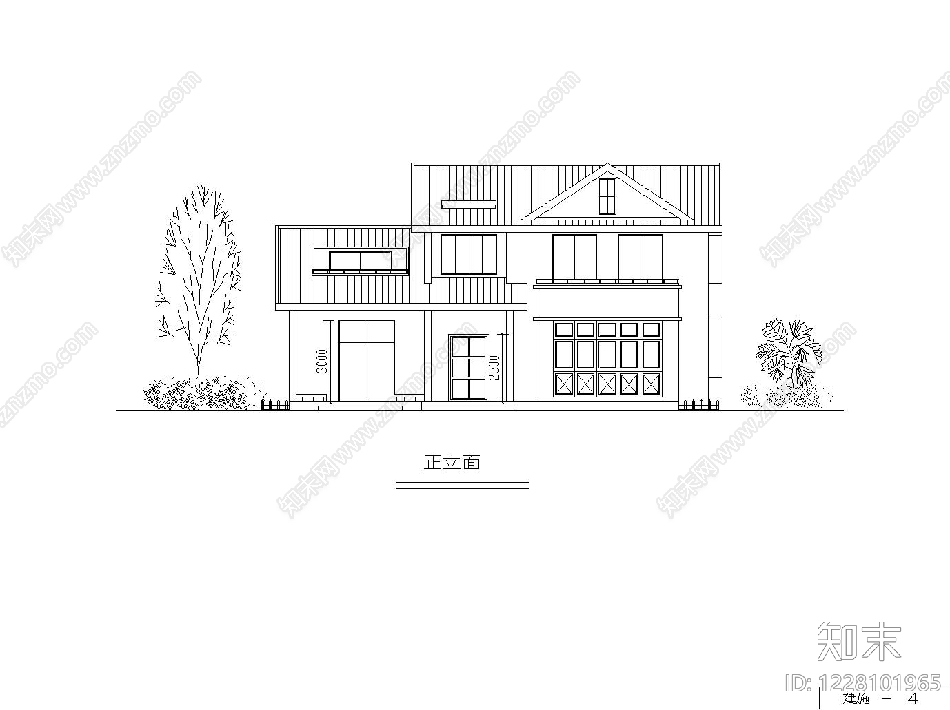别墅建筑cad施工图下载【ID:1228101965】