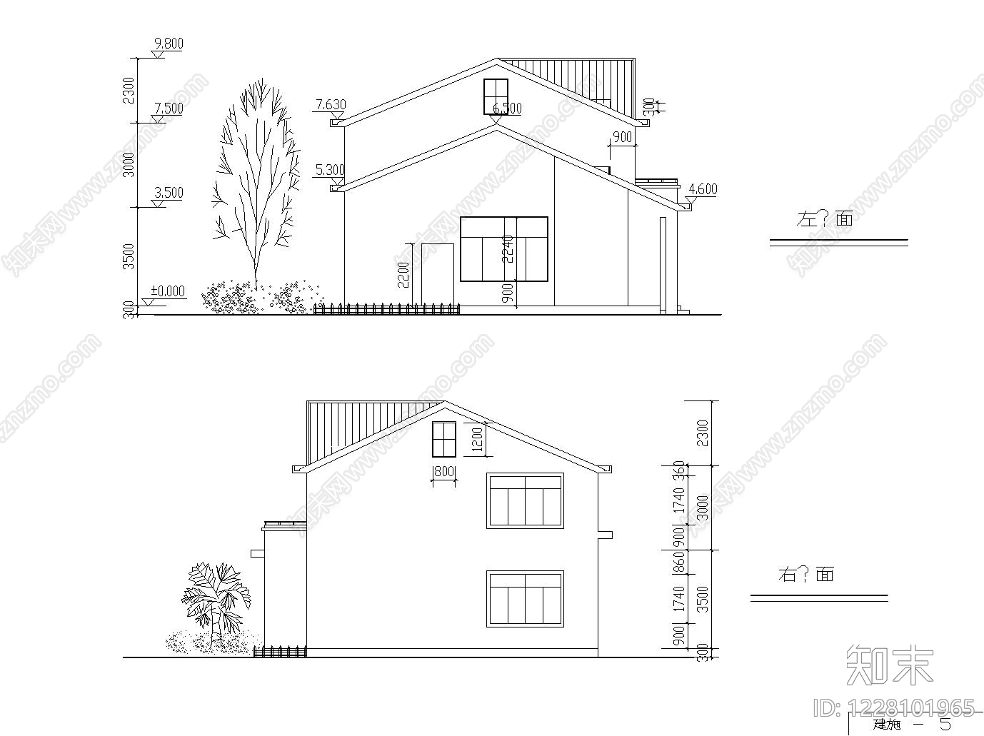 别墅建筑cad施工图下载【ID:1228101965】