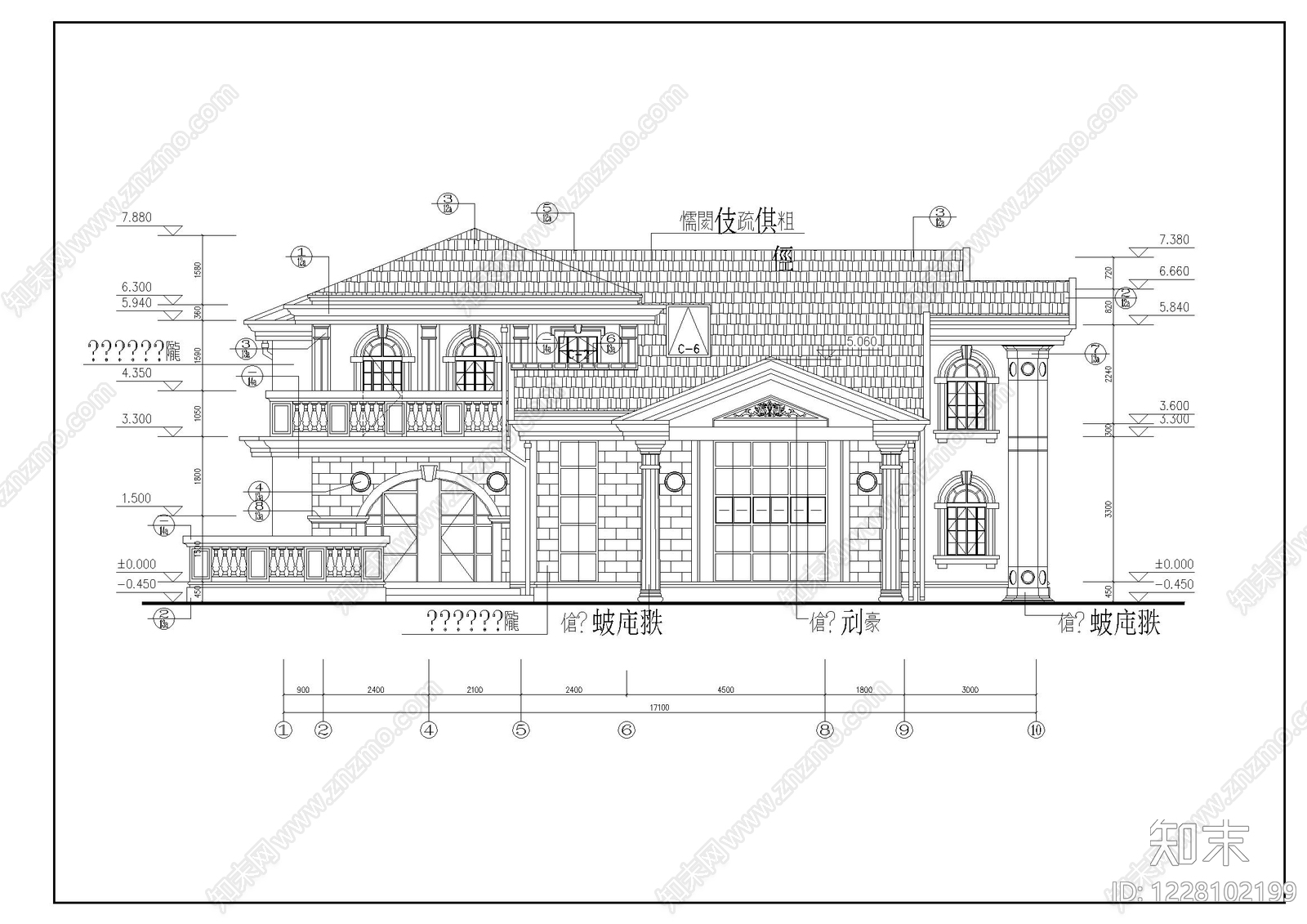 别墅建筑cad施工图下载【ID:1228102199】