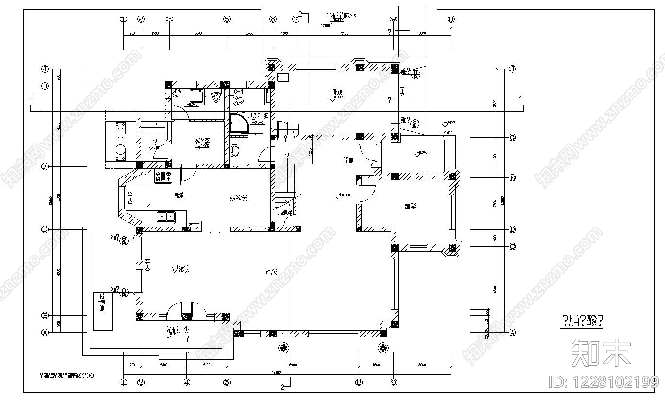 别墅建筑cad施工图下载【ID:1228102199】