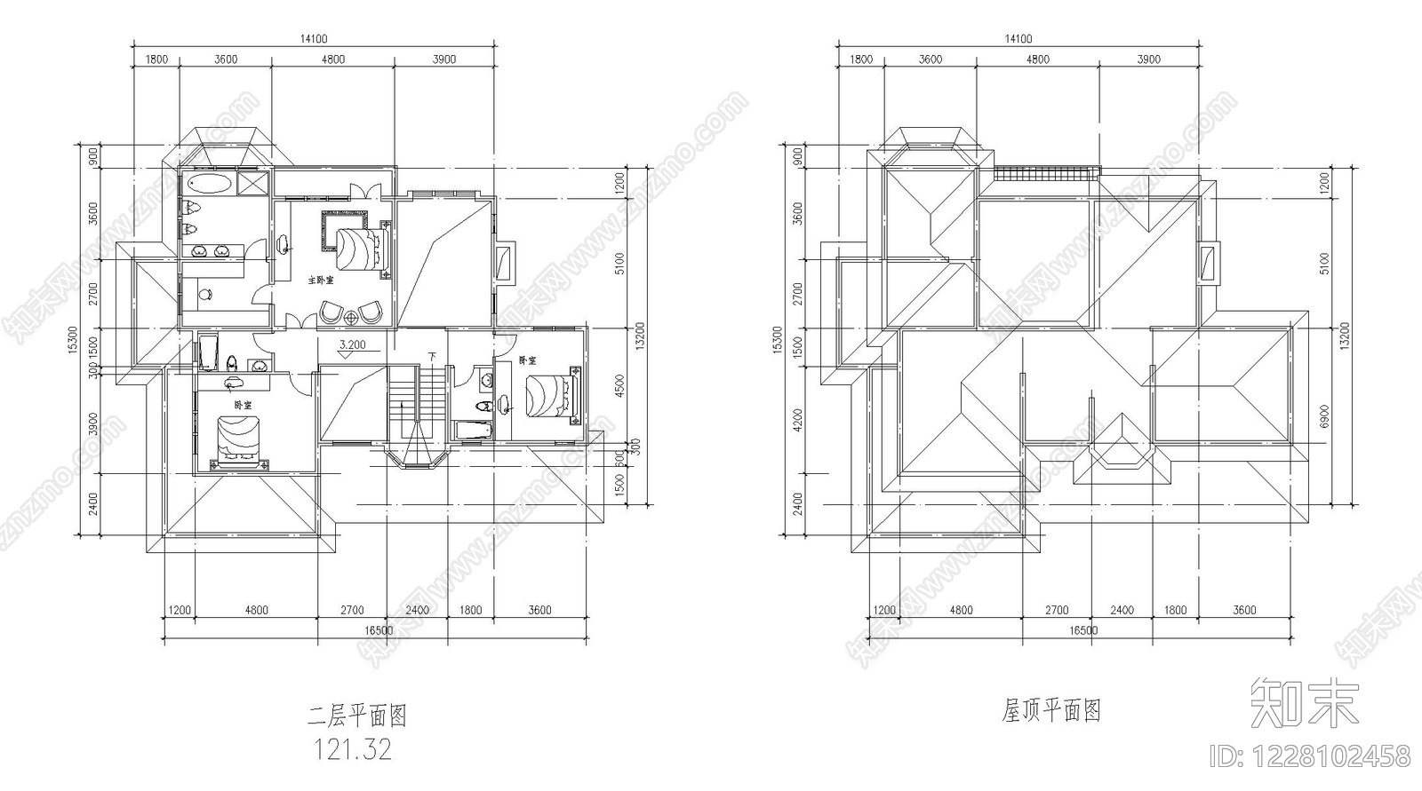 别墅建筑cad施工图下载【ID:1228102458】