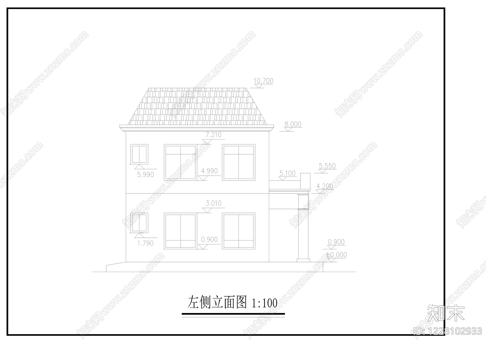 别墅建筑cad施工图下载【ID:1228102933】