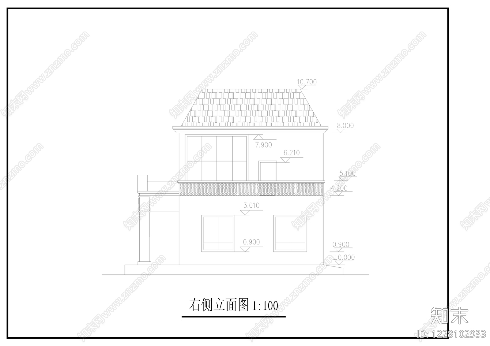 别墅建筑cad施工图下载【ID:1228102933】
