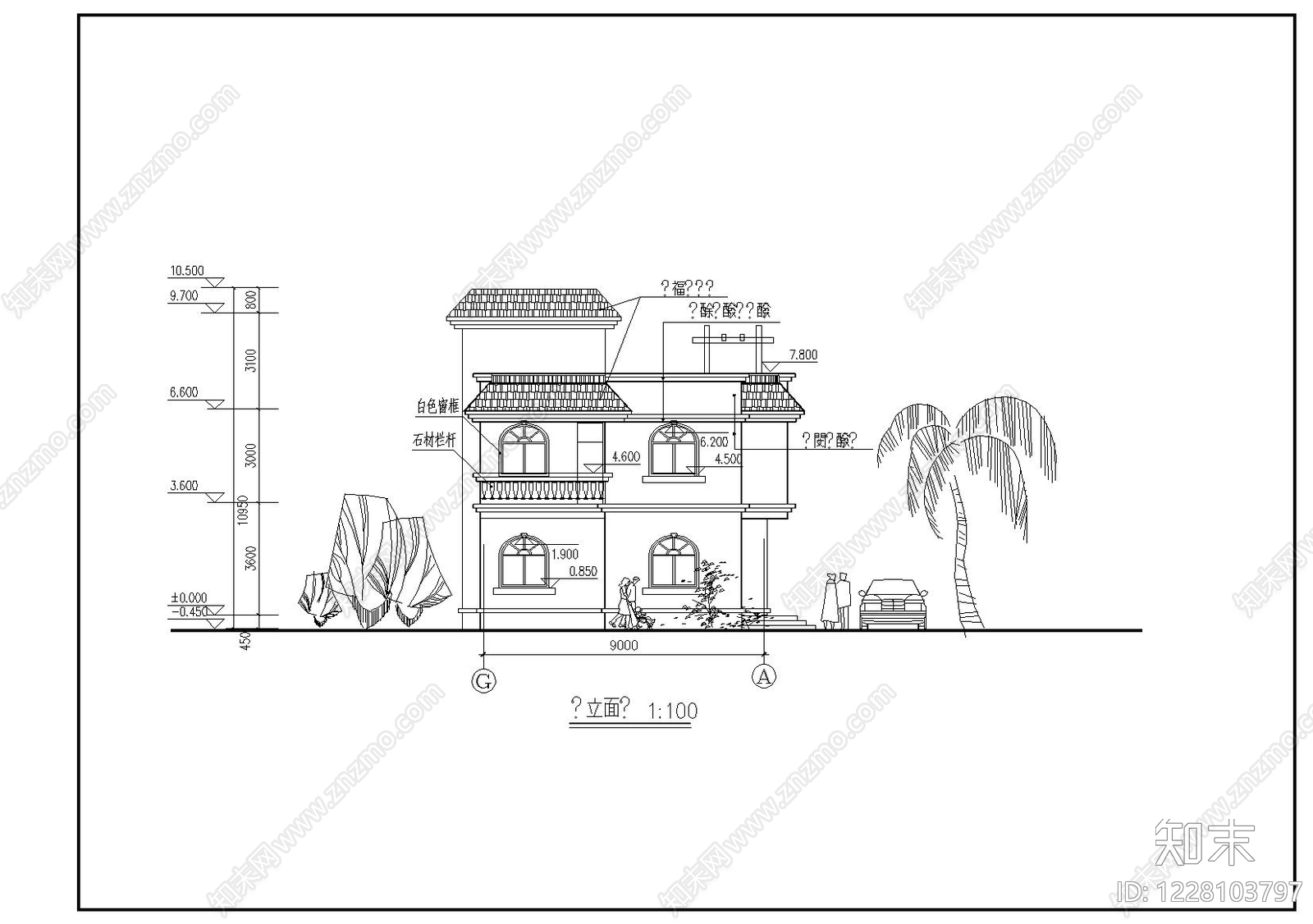 别墅建筑cad施工图下载【ID:1228103797】