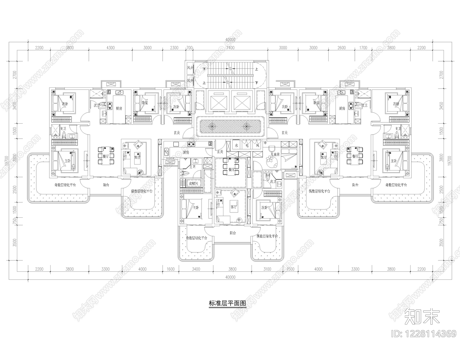 60套第四代住宅建筑户型图平面图施工图cad施工图下载【ID:1228114369】