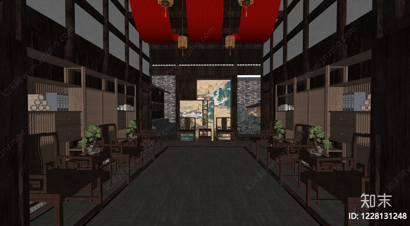 中式接待室SU模型下载【ID:1228131248】