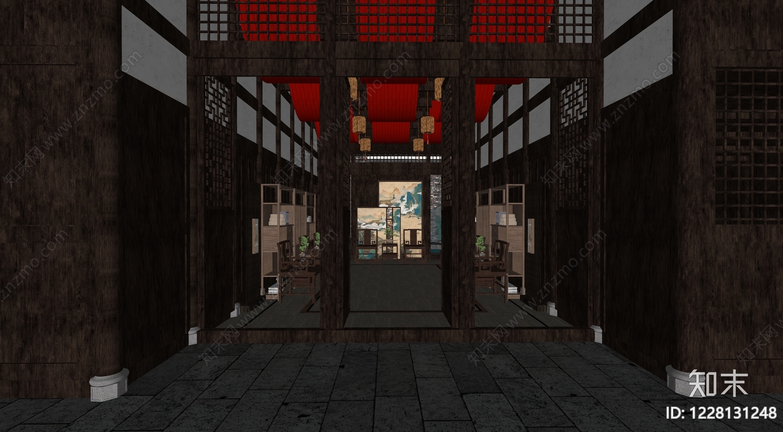 中式接待室SU模型下载【ID:1228131248】