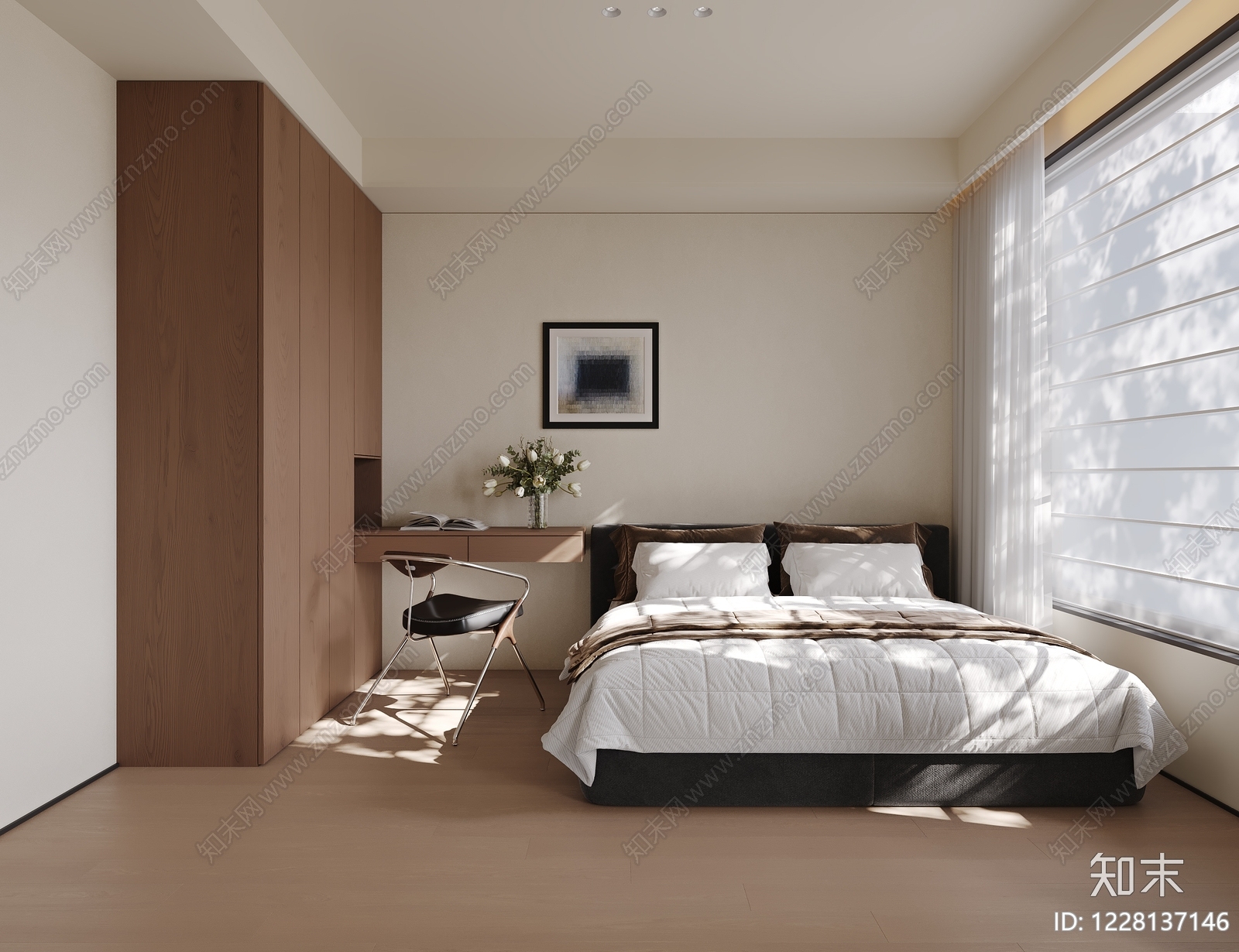 现代简约次卧SU模型下载【ID:1228137146】