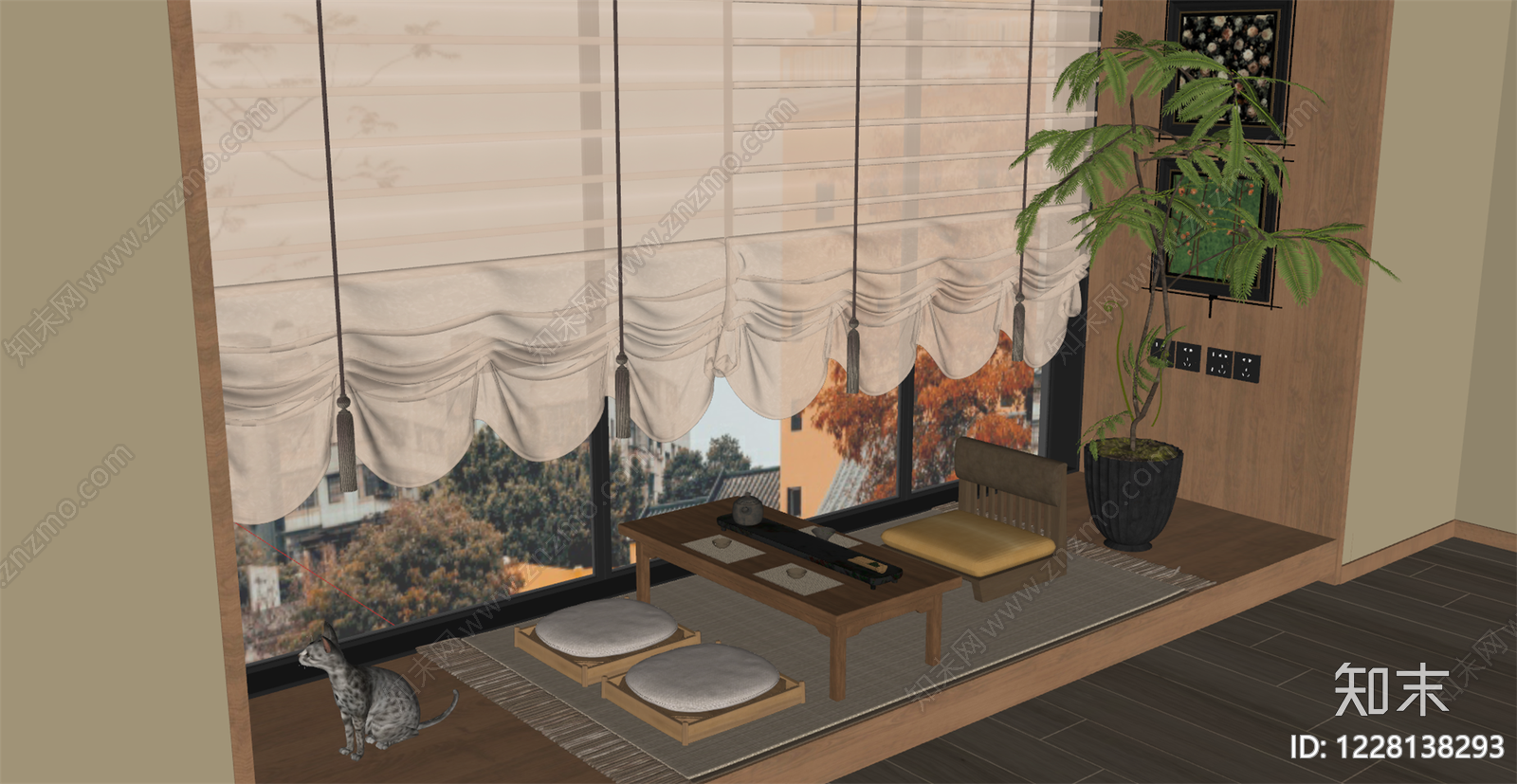 日式茶室SU模型下载【ID:1228138293】