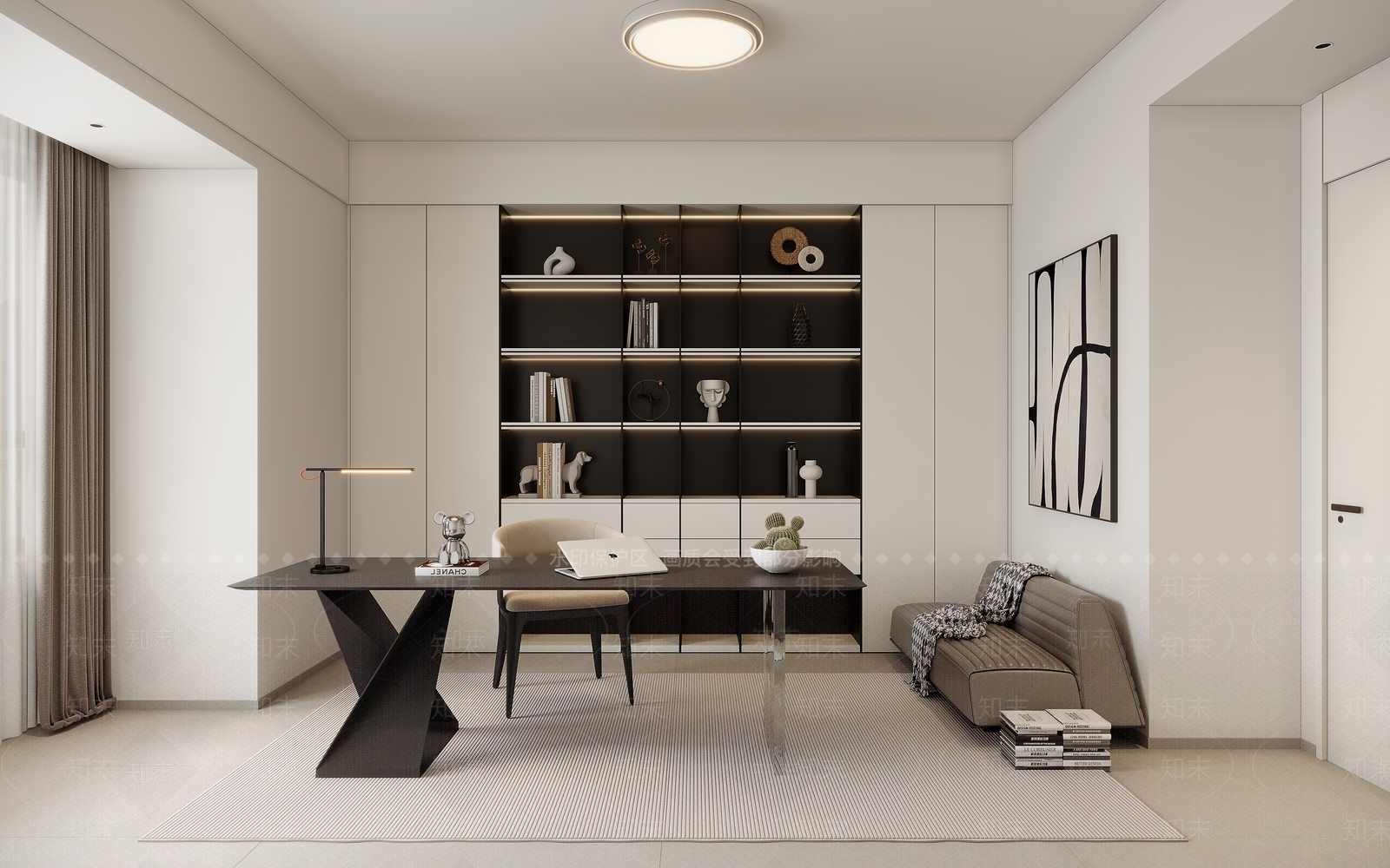 意式极简书房3D模型下载【ID:1228139079】