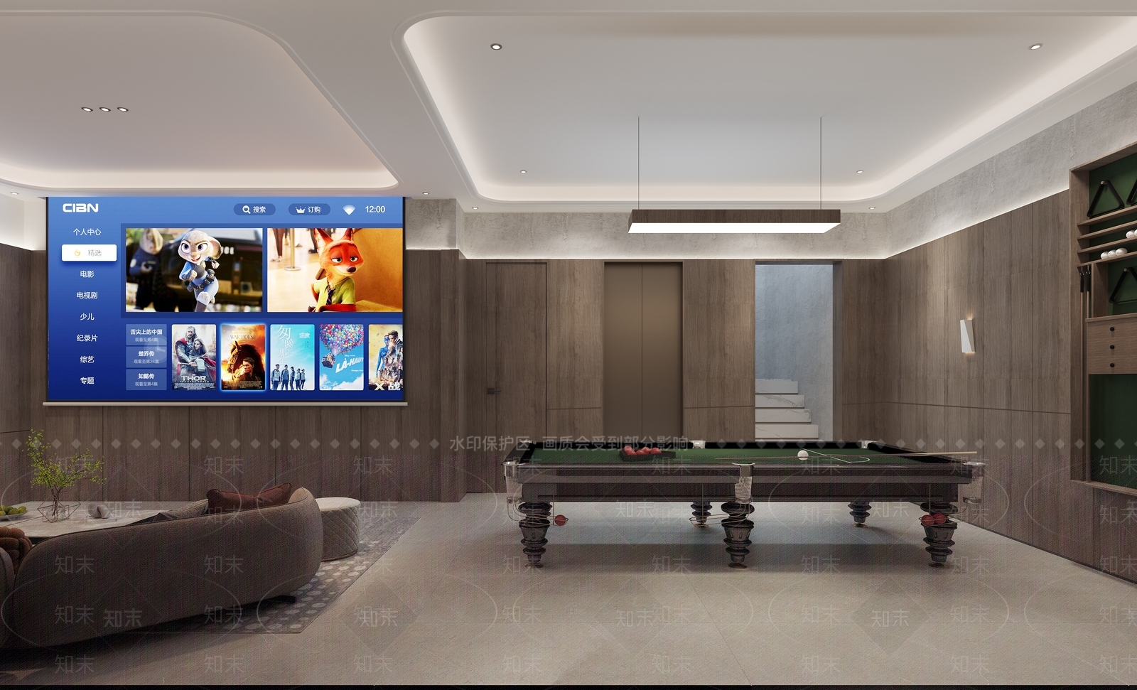 现代简约台球室3D模型下载【ID:1228144285】