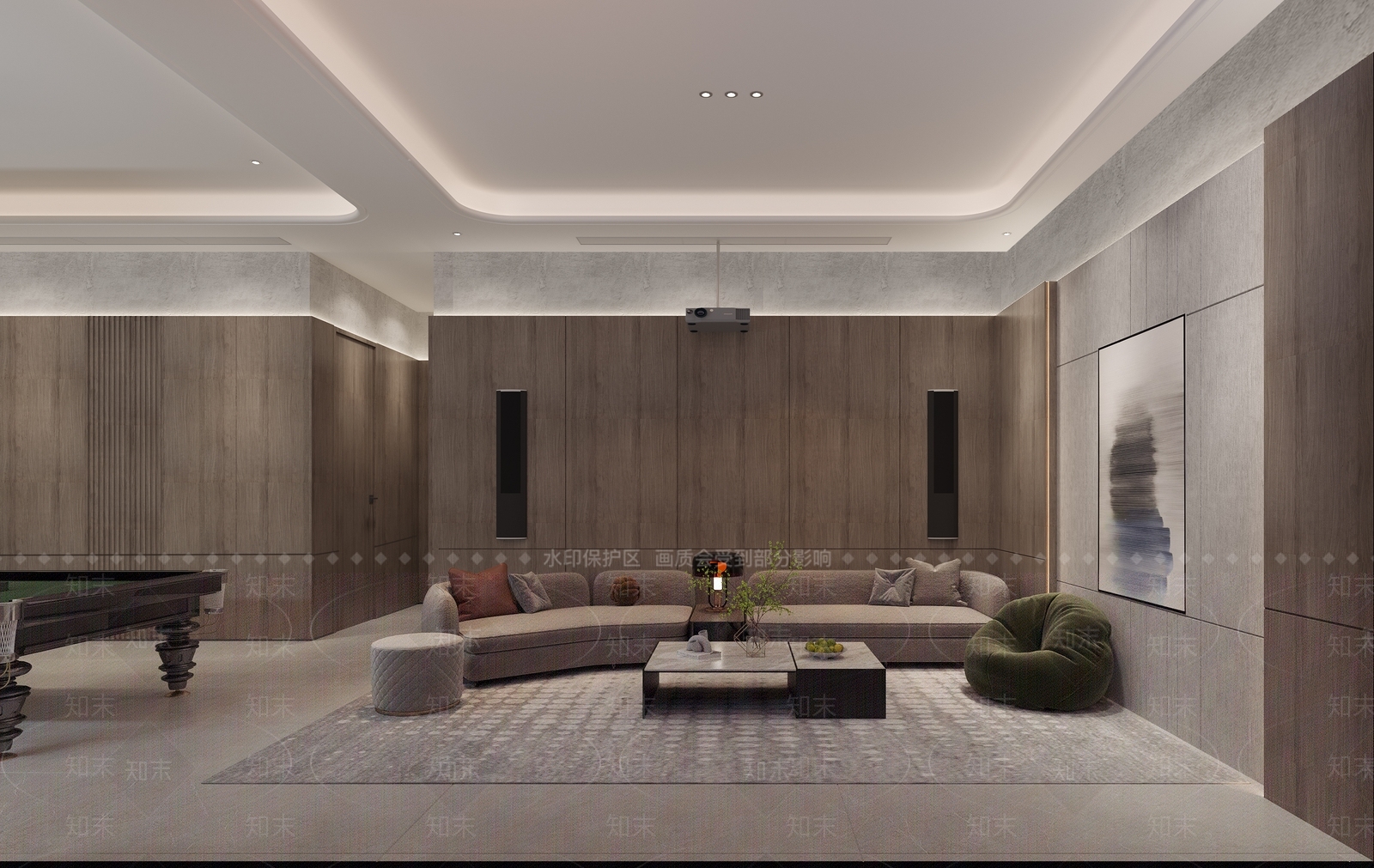 现代简约台球室3D模型下载【ID:1228144285】