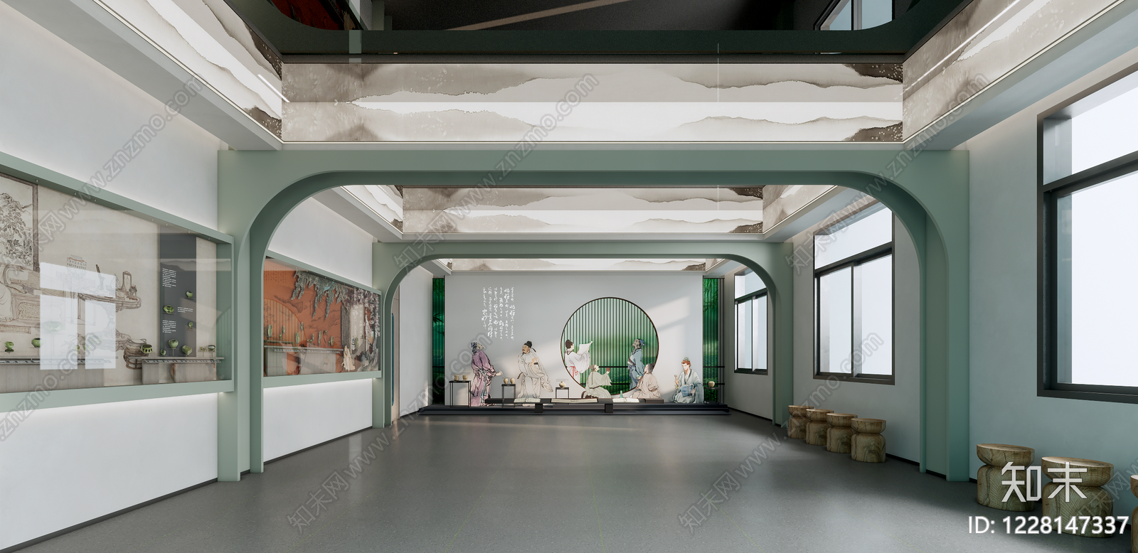 新中式历史展厅SU模型下载【ID:1228147337】