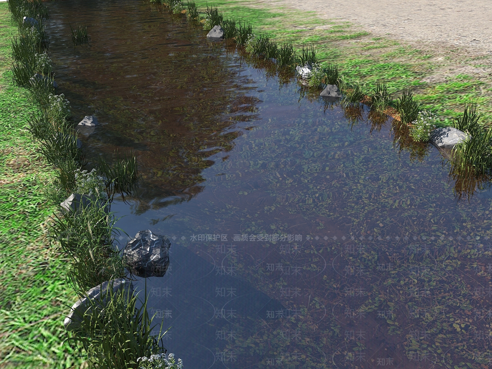 传统园林溪流3D模型下载【ID:1228155525】