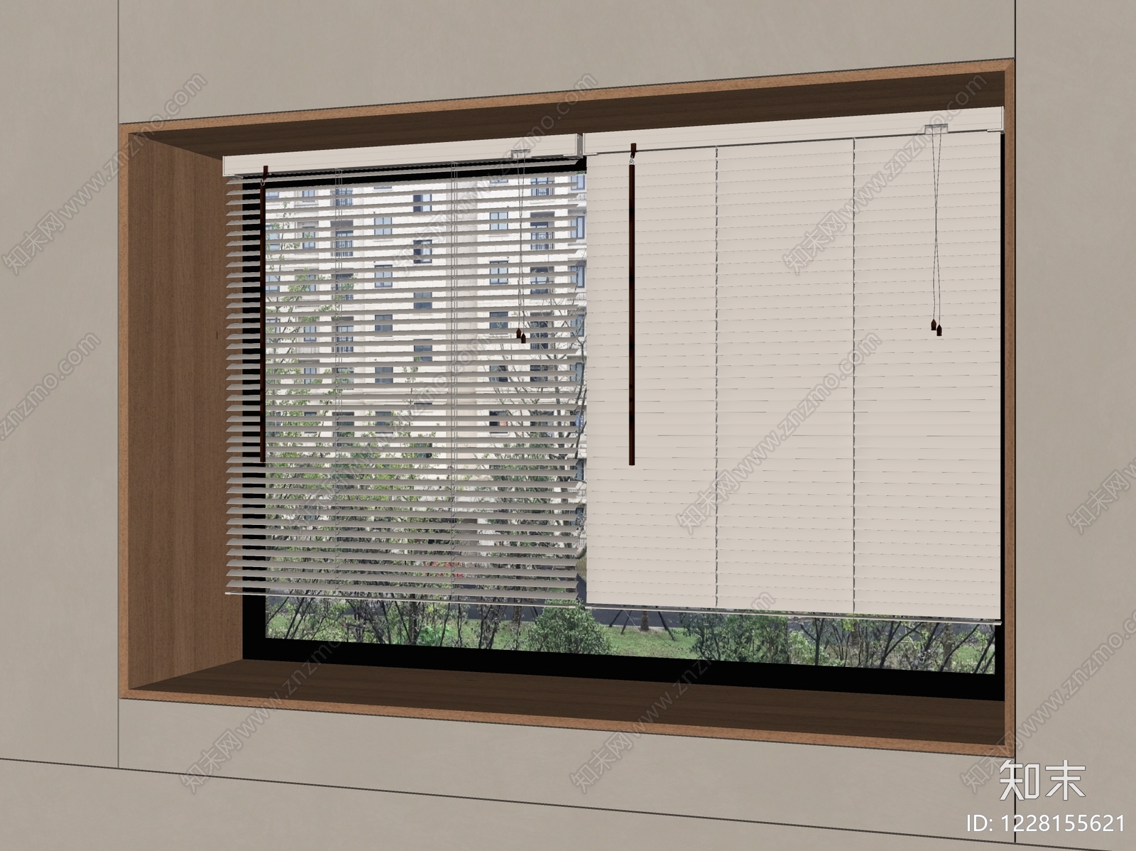 原木风窗帘SU模型下载【ID:1228155621】