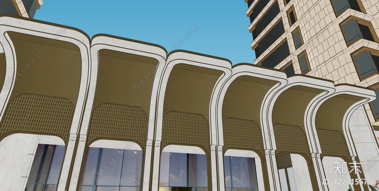 轻奢小区建筑SU模型下载【ID:1228155798】