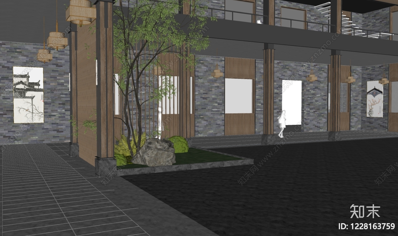 新中式文化场馆SU模型下载【ID:1228163759】