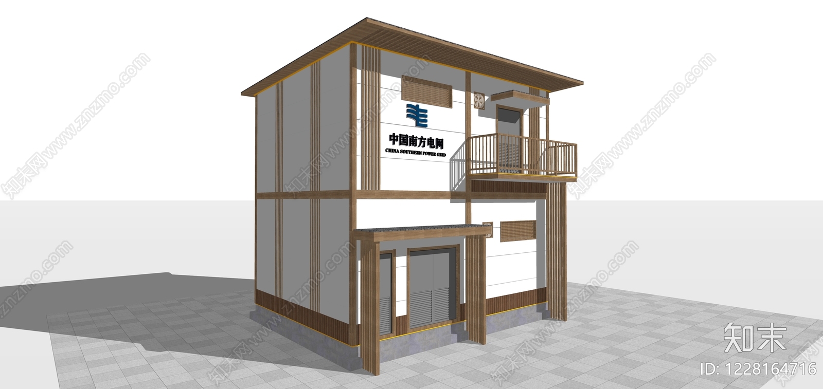 新中式变配电站SU模型下载【ID:1228164716】