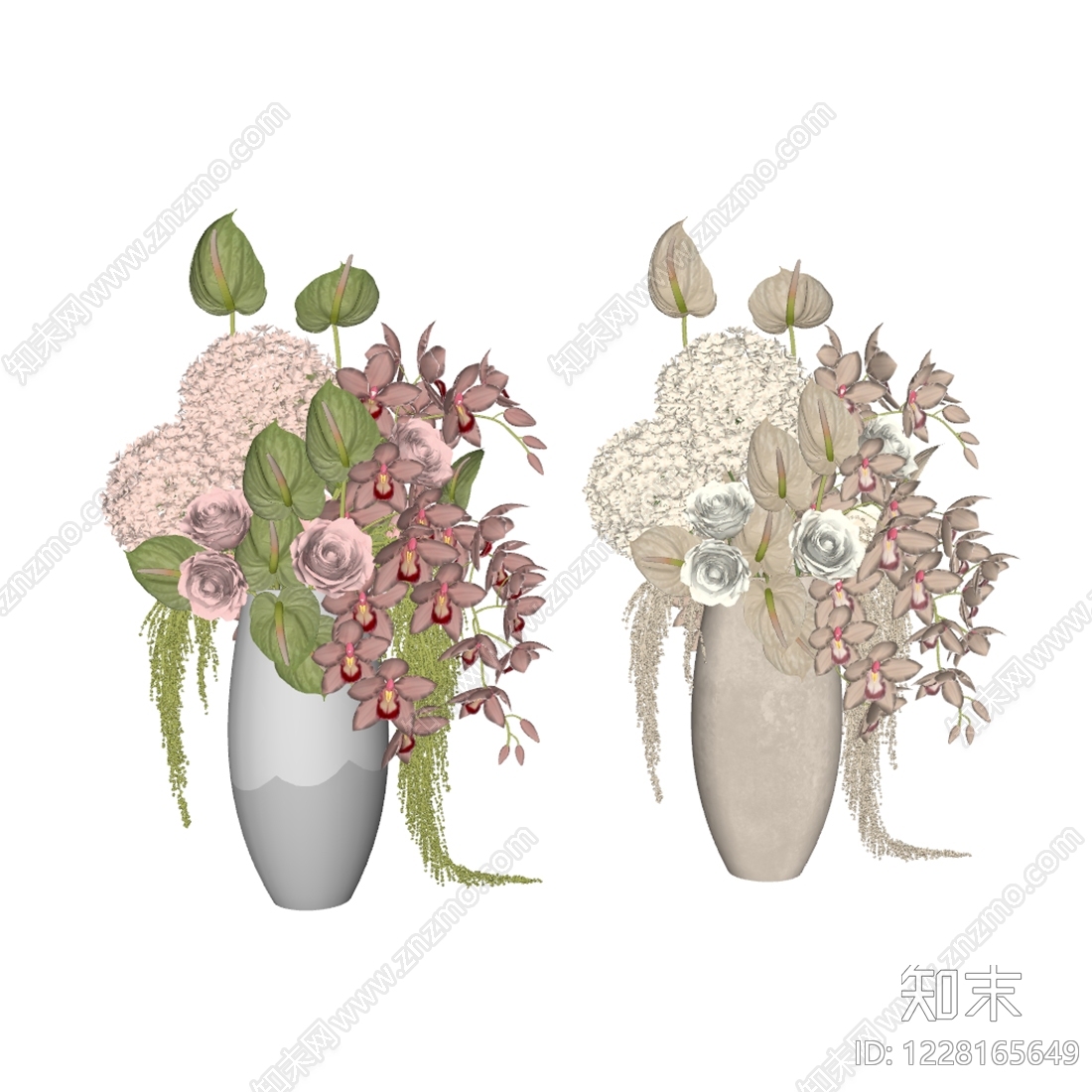 奶油风花艺SU模型下载【ID:1228165649】