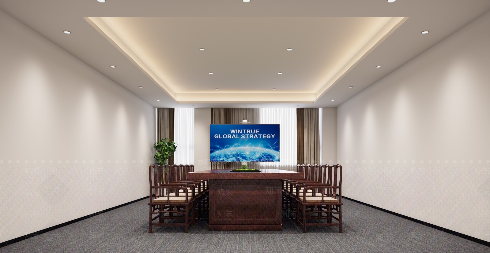 新中式会议室3D模型下载【ID:1228166412】