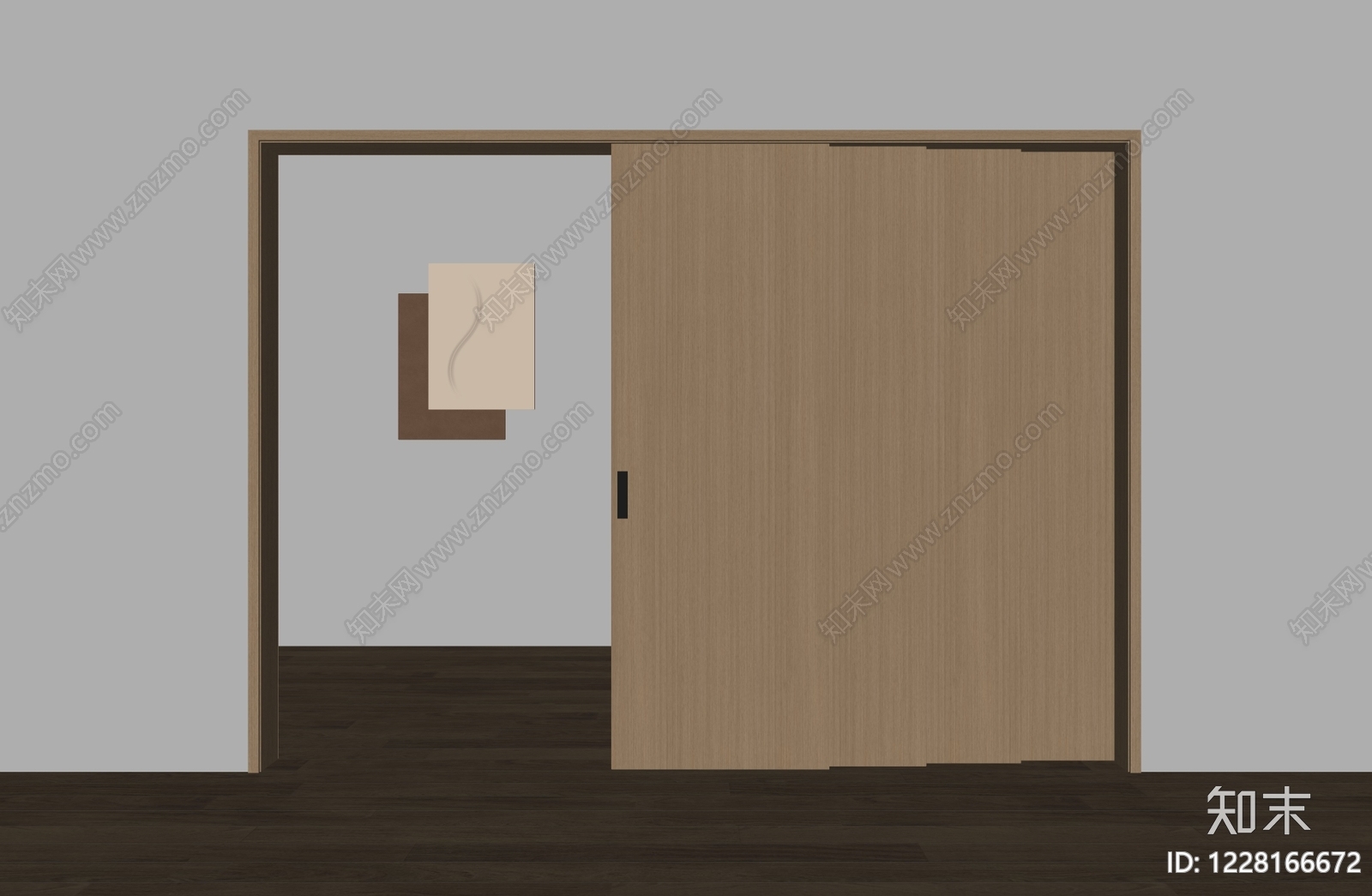 原木风推拉门SU模型下载【ID:1228166672】