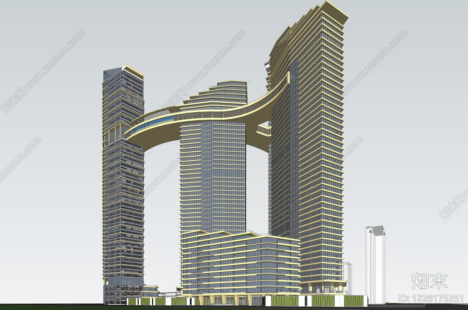 未来主义超高层住宅楼SU模型下载【ID:1228175351】