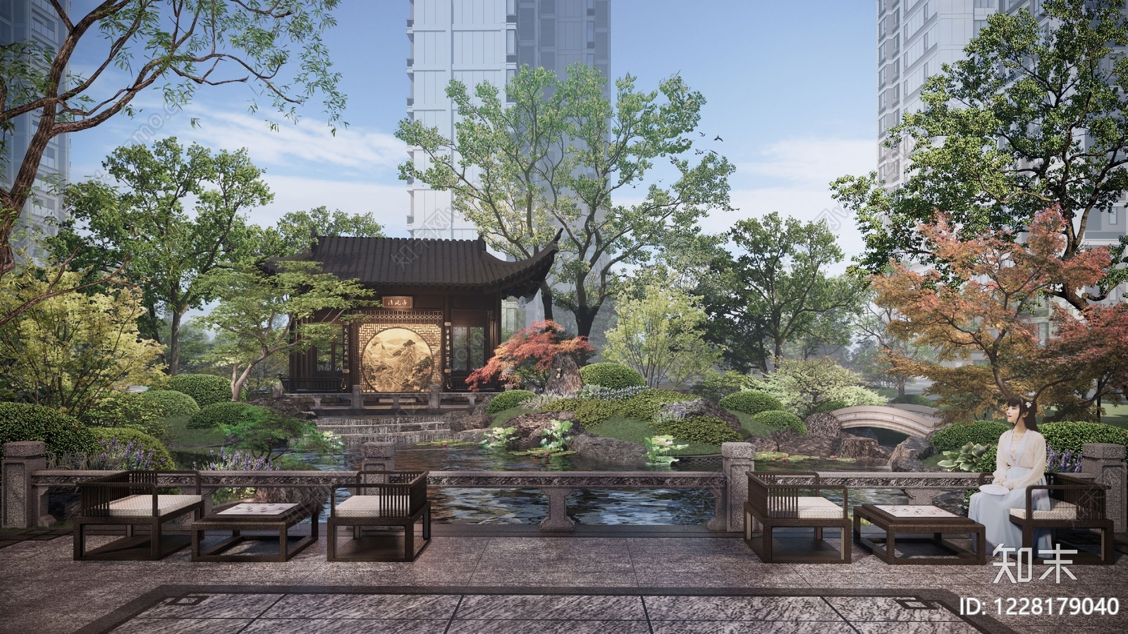 中式跌水景观CAD图纸