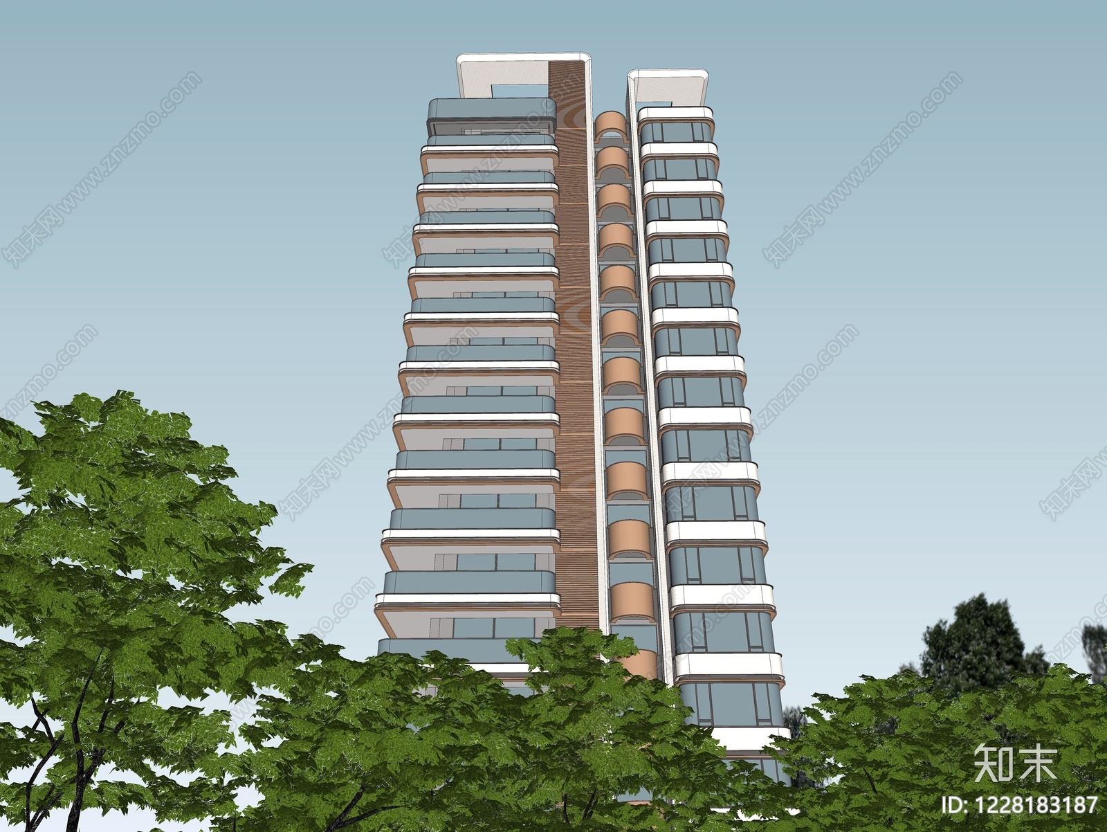 现代主义高层住宅SU模型下载【ID:1228183187】